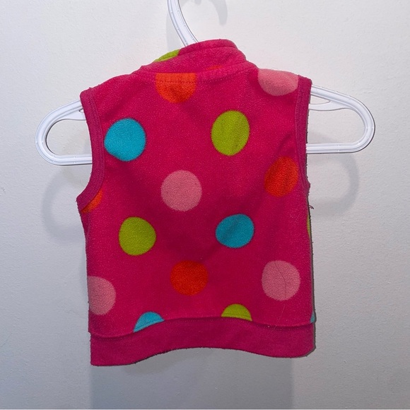 5/$15 George Pink Fleece Vest with Colorful Dots - Picture 5 of 5
